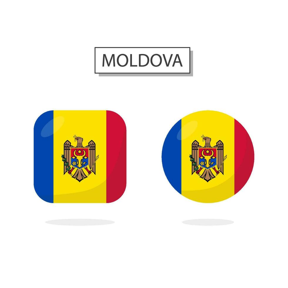 bandeira do Moldova 2 formas ícone 3d desenho animado estilo. vetor