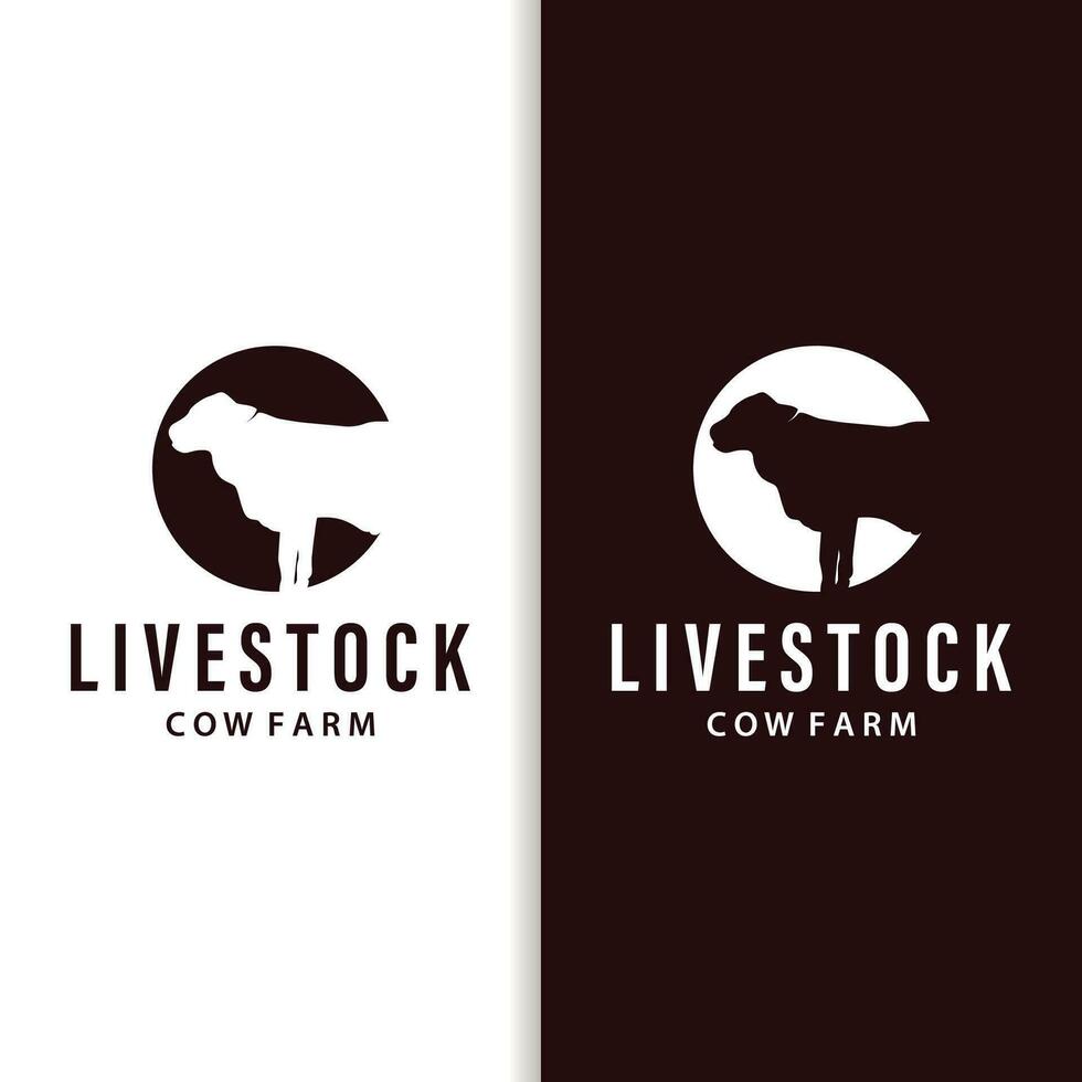 vaca logotipo, simples gado Fazenda projeto, gado silhueta, vetor crachá para o negócio marca