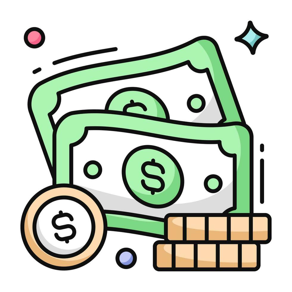 a ícone Projeto do papel moeda vetor