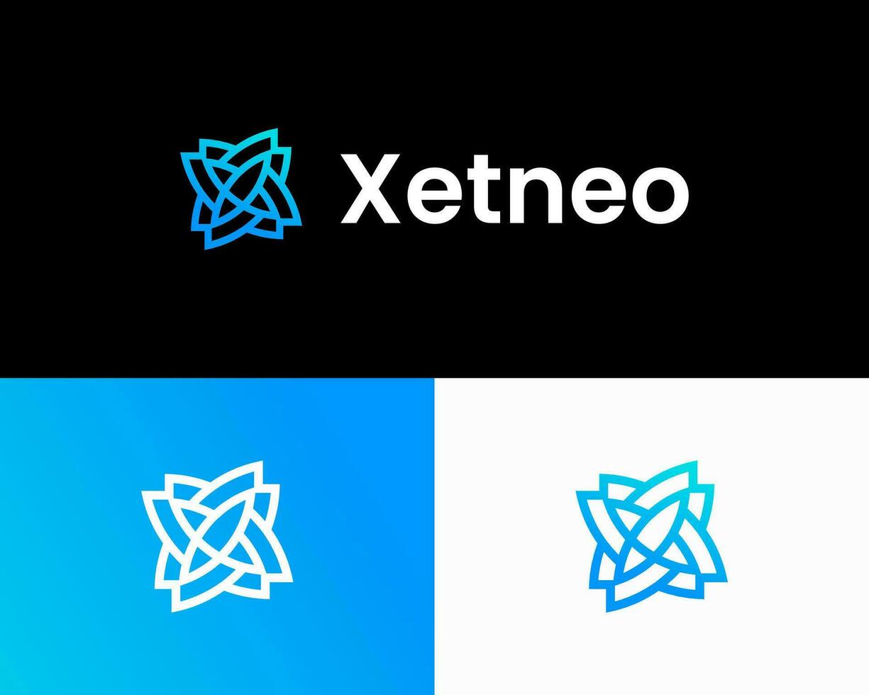 tecnologia e tecnologia moderno logotipo Projeto com carta x vetor