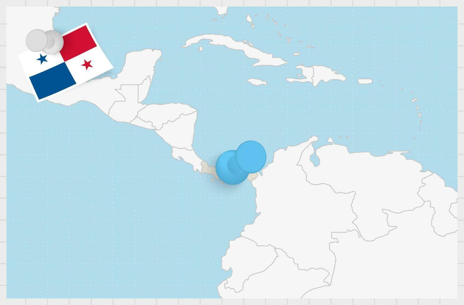 mapa do Panamá com uma fixado azul alfinete. fixado bandeira do Panamá. vetor