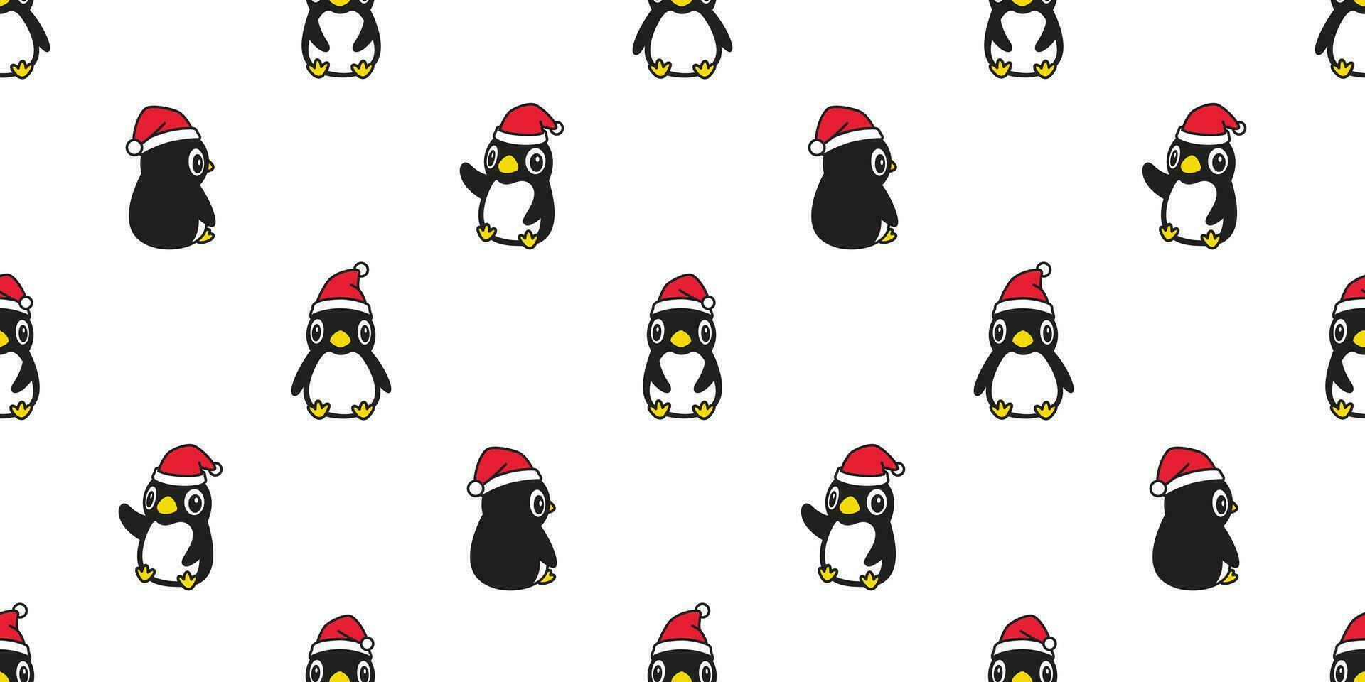 pinguim desatado padronizar Natal vetor santa claus chapéu cachecol isolado repetir papel de parede telha fundo desenho animado personagem ilustração Projeto