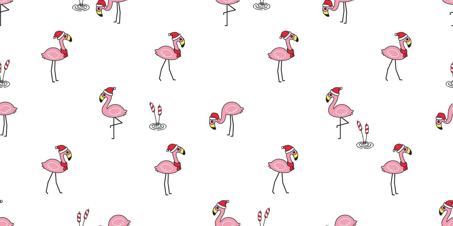 flamingo desatado padronizar Natal vetor santa claus chapéu pássaro desenho animado cachecol isolado repetir papel de parede telha fundo animal exótico natureza selvagem fauna ilustração rabisco Projeto