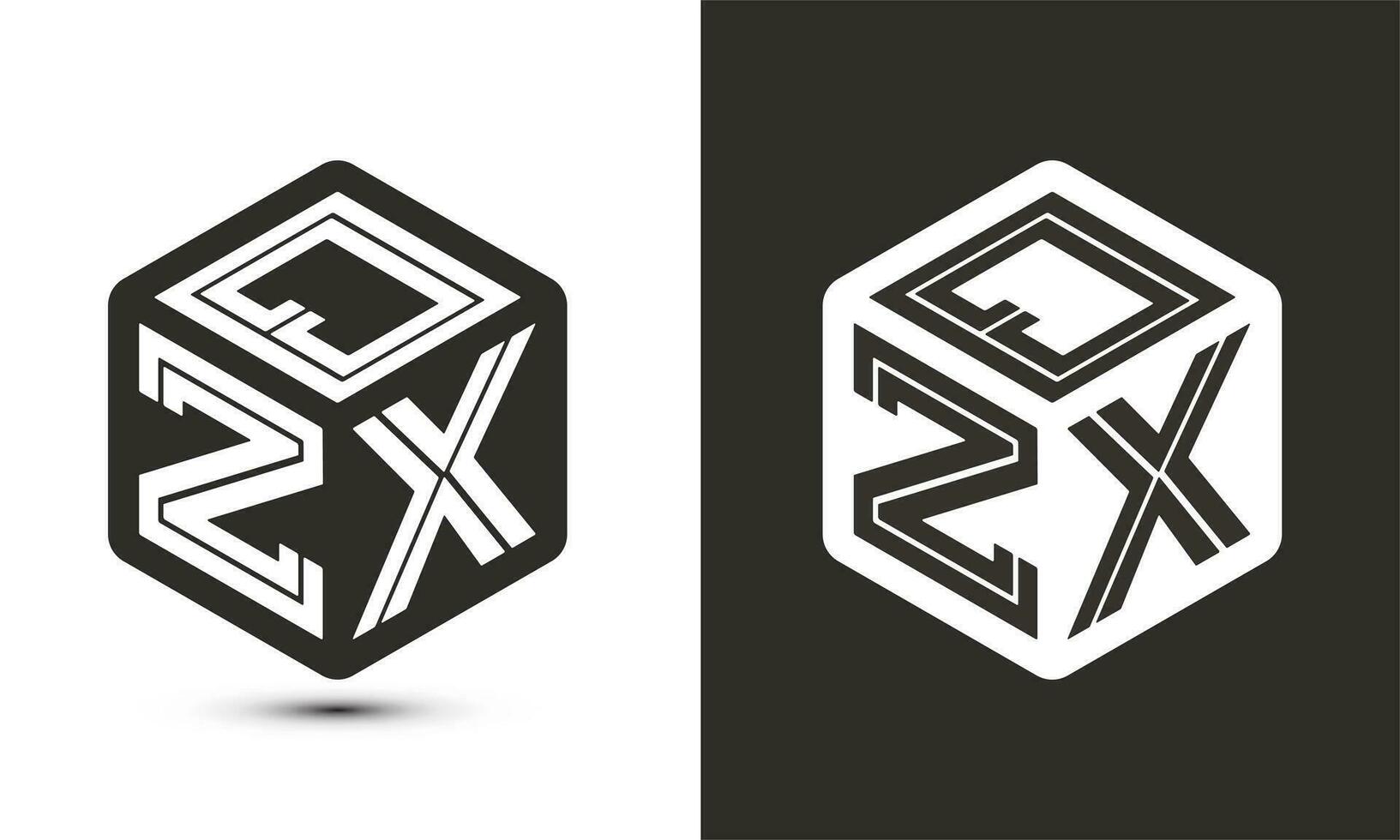 qzx carta logotipo Projeto com ilustrador cubo logotipo, vetor logotipo moderno alfabeto Fonte sobreposição estilo.