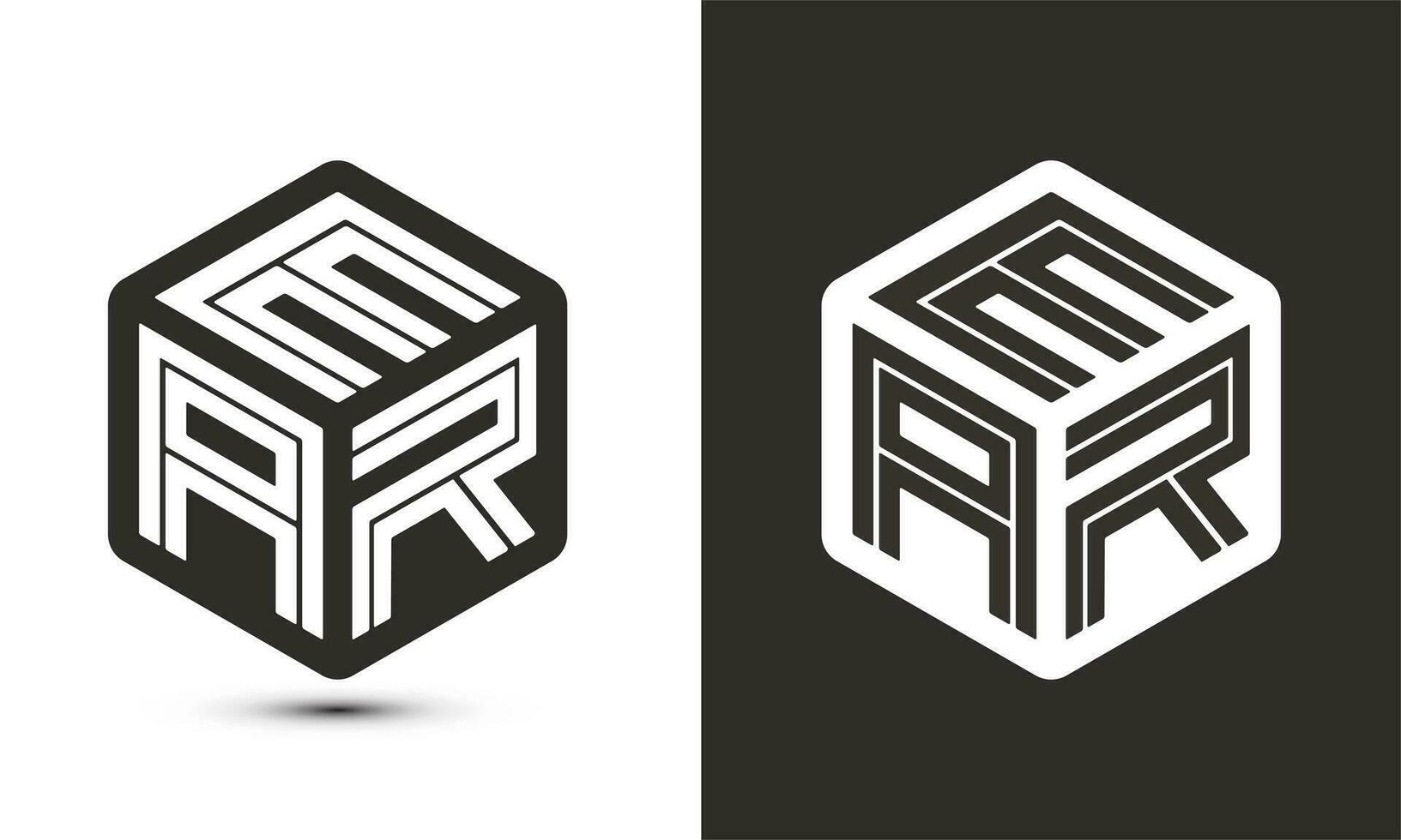 orelha carta logotipo Projeto com ilustrador cubo logotipo, vetor logotipo moderno alfabeto Fonte sobreposição estilo.