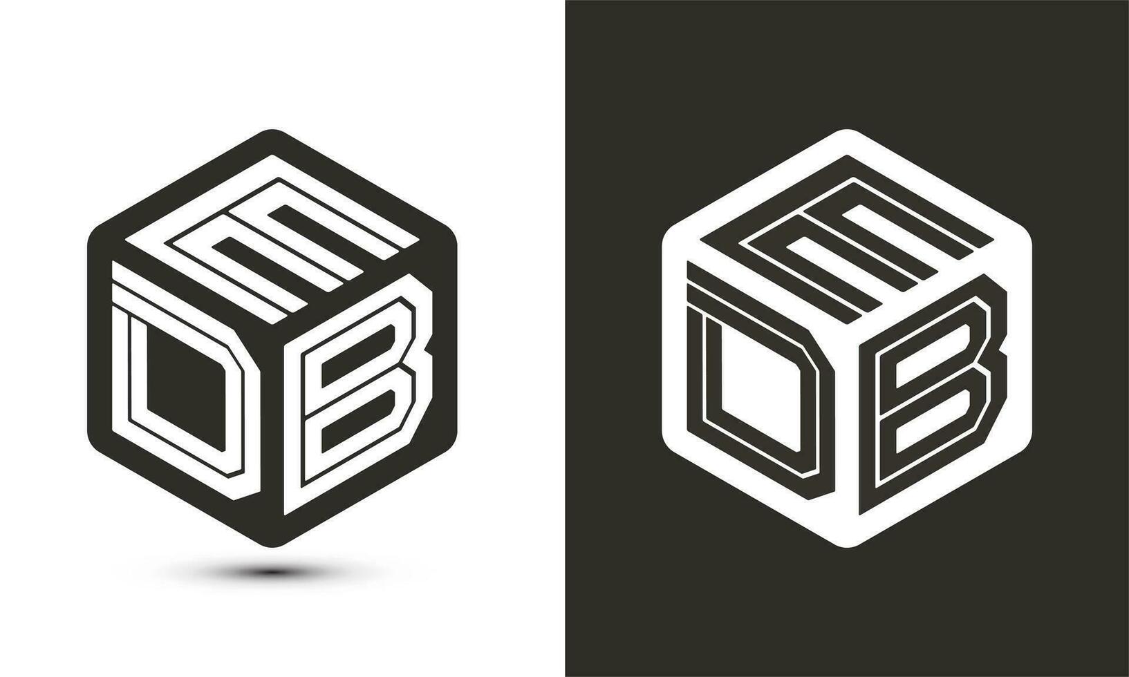 edb carta logotipo Projeto com ilustrador cubo logotipo, vetor logotipo moderno alfabeto Fonte sobreposição estilo.