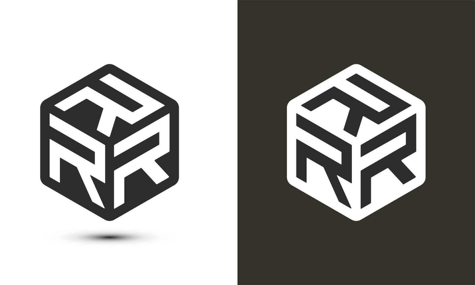 r r r carta logotipo Projeto com branco e Preto fundo dentro ilustrador cubo logotipo, vetor logotipo moderno caligrafia desenhos para logotipo criativo elegante monograma.