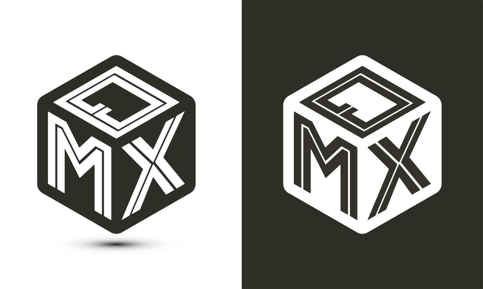 qmx carta logotipo Projeto com ilustrador cubo logotipo, vetor logotipo moderno alfabeto Fonte sobreposição estilo.