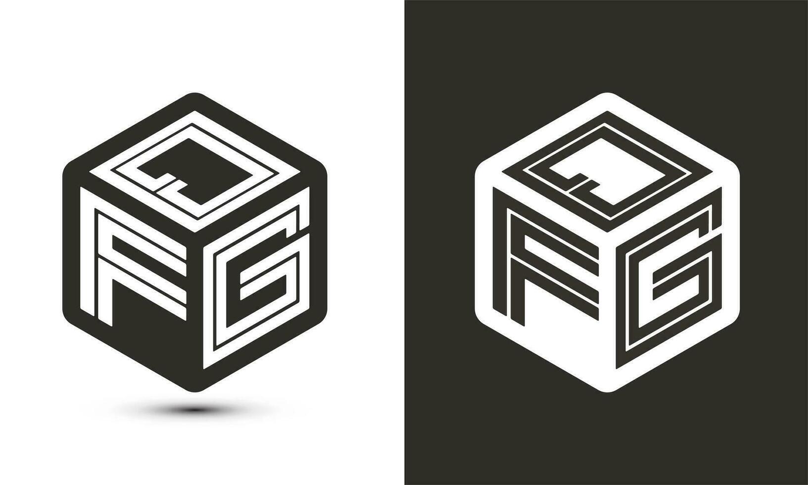 qfg carta logotipo Projeto com ilustrador cubo logotipo, vetor logotipo moderno alfabeto Fonte sobreposição estilo.