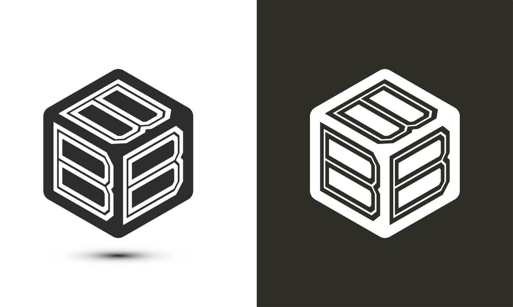 b carta logotipo Projeto com ilustrador cubo logotipo, vetor logotipo moderno alfabeto Fonte sobreposição estilo. Prêmio o negócio logotipo ícone. branco cor em Preto fundo