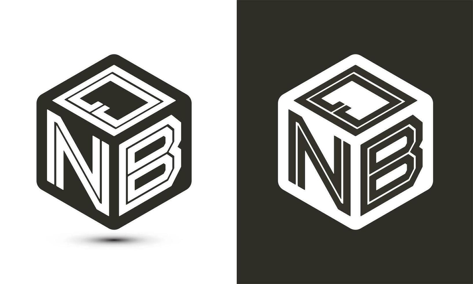 qnb carta logotipo Projeto com ilustrador cubo logotipo, vetor logotipo moderno alfabeto Fonte sobreposição estilo.