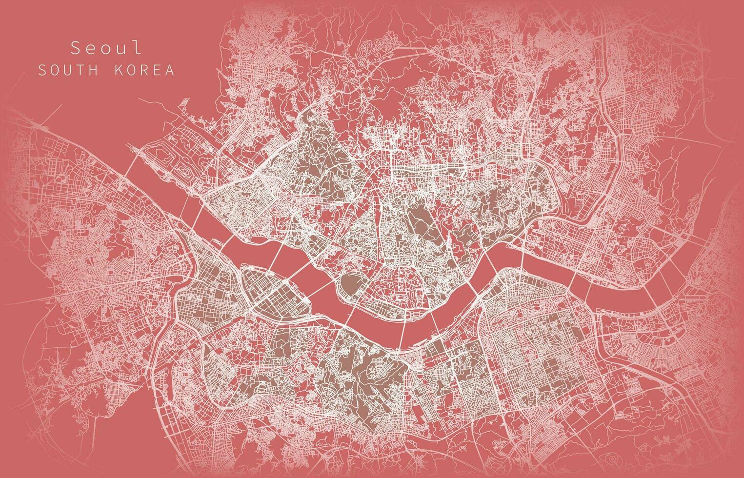 Seul, sul Coréia urbano ruas estradas mapa vetor