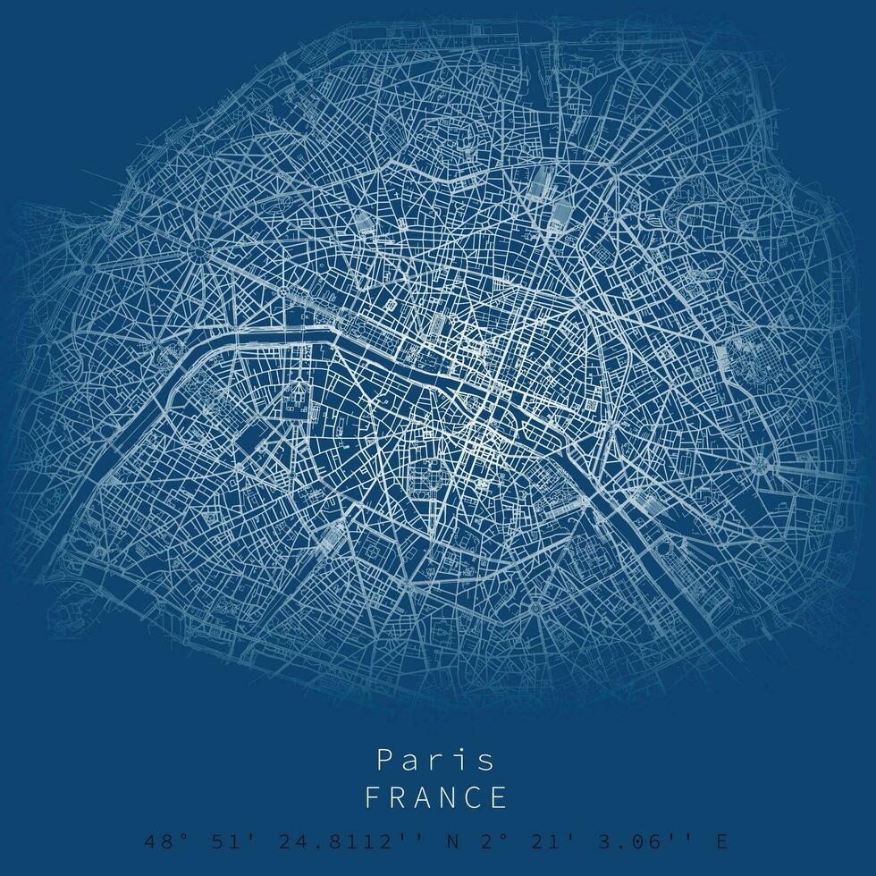 Paris cidade urbano ruas estradas mapa vetor