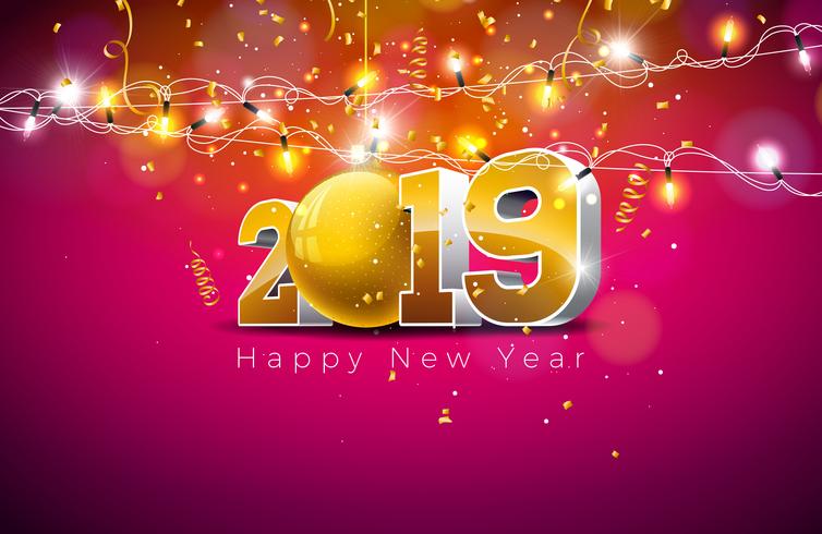 Ilustração de feliz ano novo de 2019 vetor
