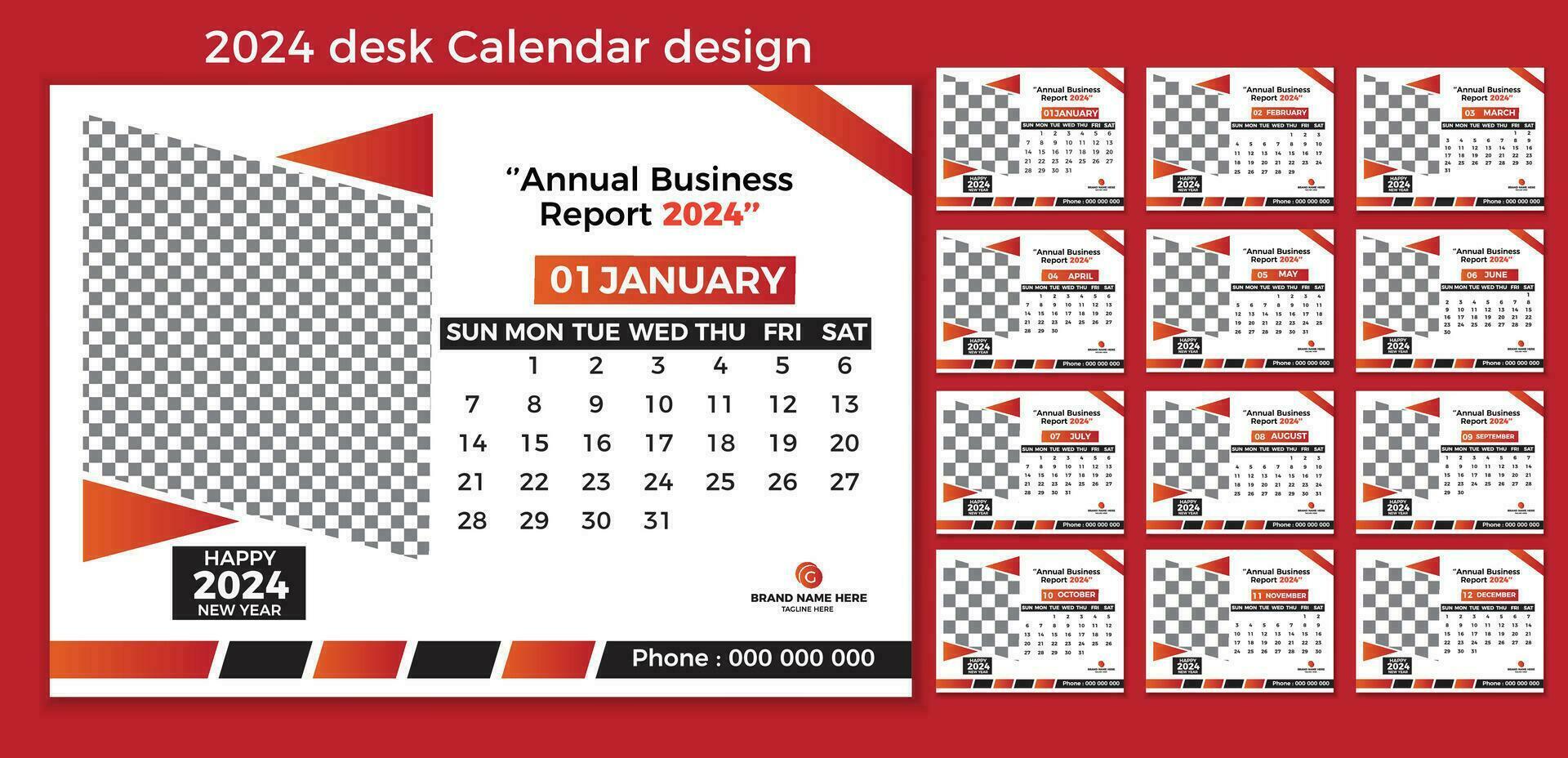 conjunto do 2024 escrivaninha calendário planejador modelo para usar escritório ou negócios. vetor