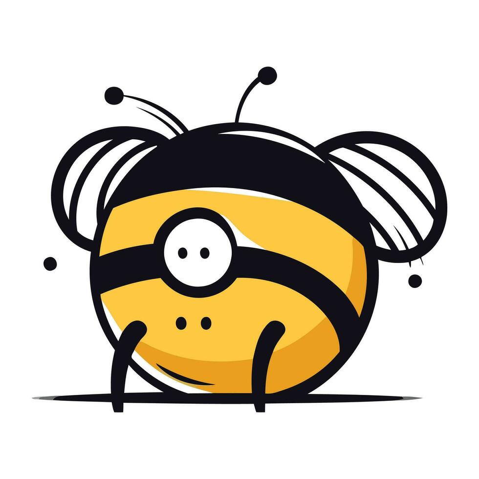 fofa desenho animado abelha isolado em uma branco fundo. vetor ilustração.