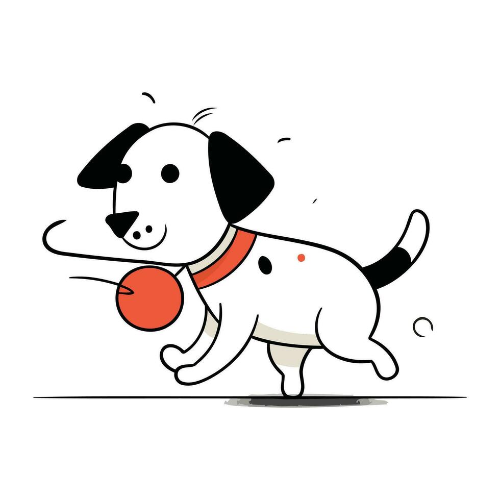 desenho animado cachorro jogando com uma bola. vetor ilustração em branco fundo.
