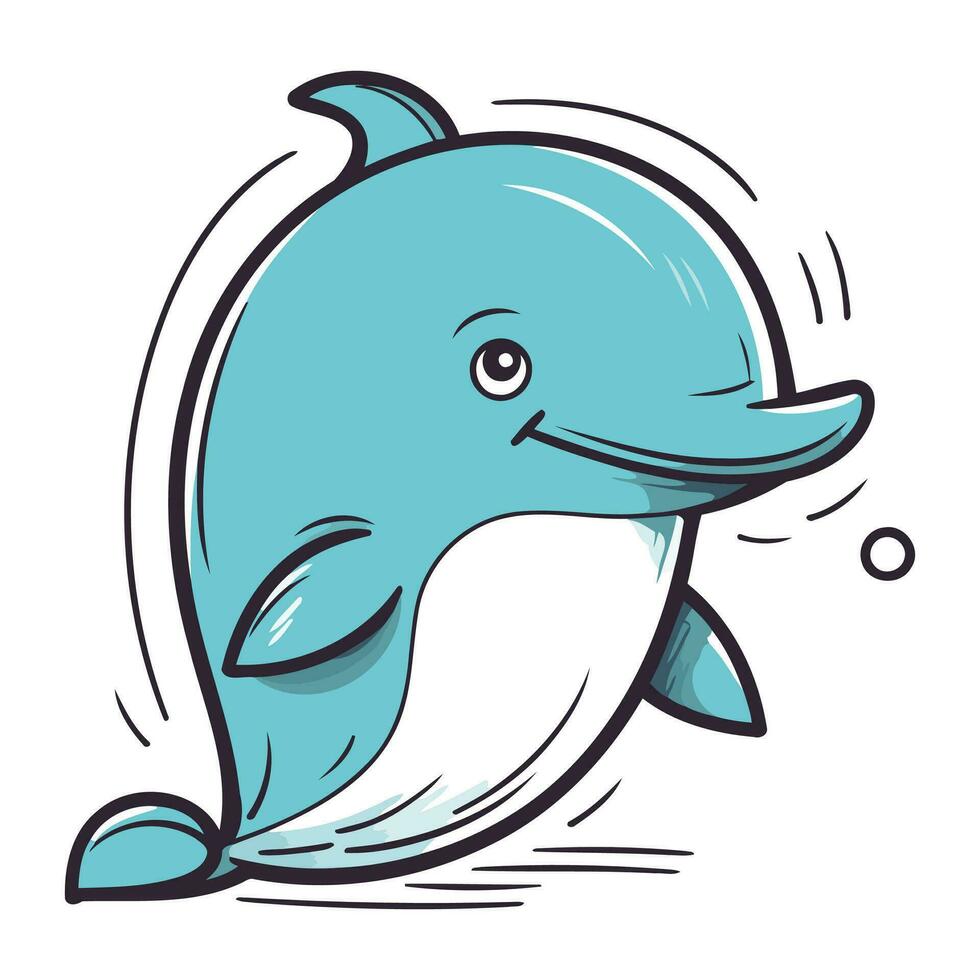 desenho animado golfinho. vetor ilustração do uma fofa desenho animado golfinho isolado em branco fundo.