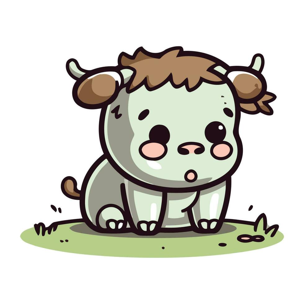 fofa vaca desenho animado. vetor ilustração isolado em uma branco fundo.