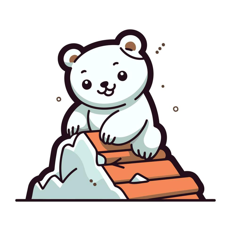 polar Urso sentado em a topo do uma Rocha. vetor ilustração.