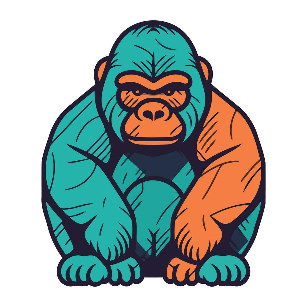 gorila macaco mascote logotipo isolado em branco fundo vetor ilustração.