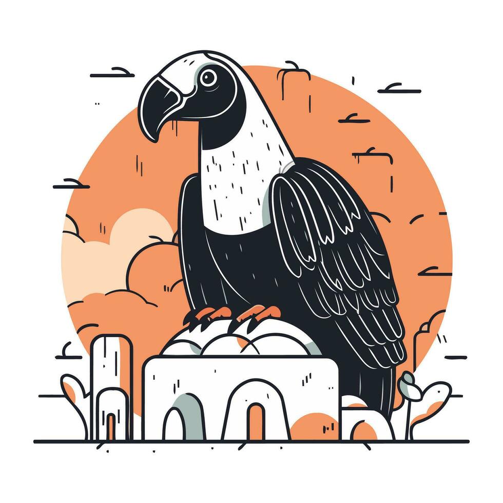 vetor ilustração do uma abutre em a fundo do a cidade.