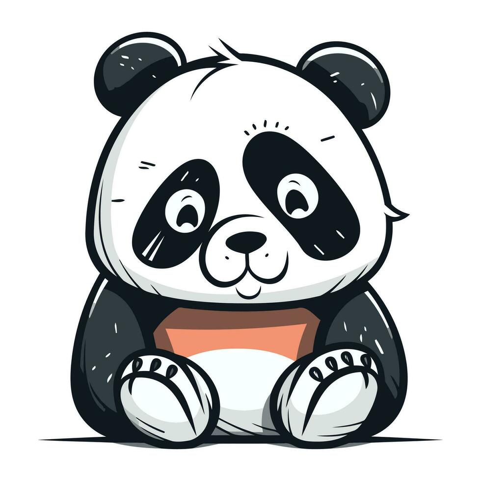 fofa desenho animado panda urso. vetor ilustração isolado em branco fundo.