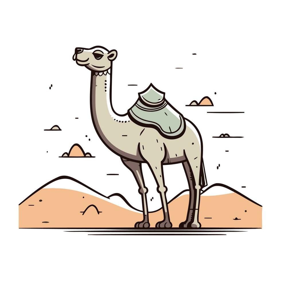 camelo dentro a deserto. vetor ilustração dentro plano desenho animado estilo.