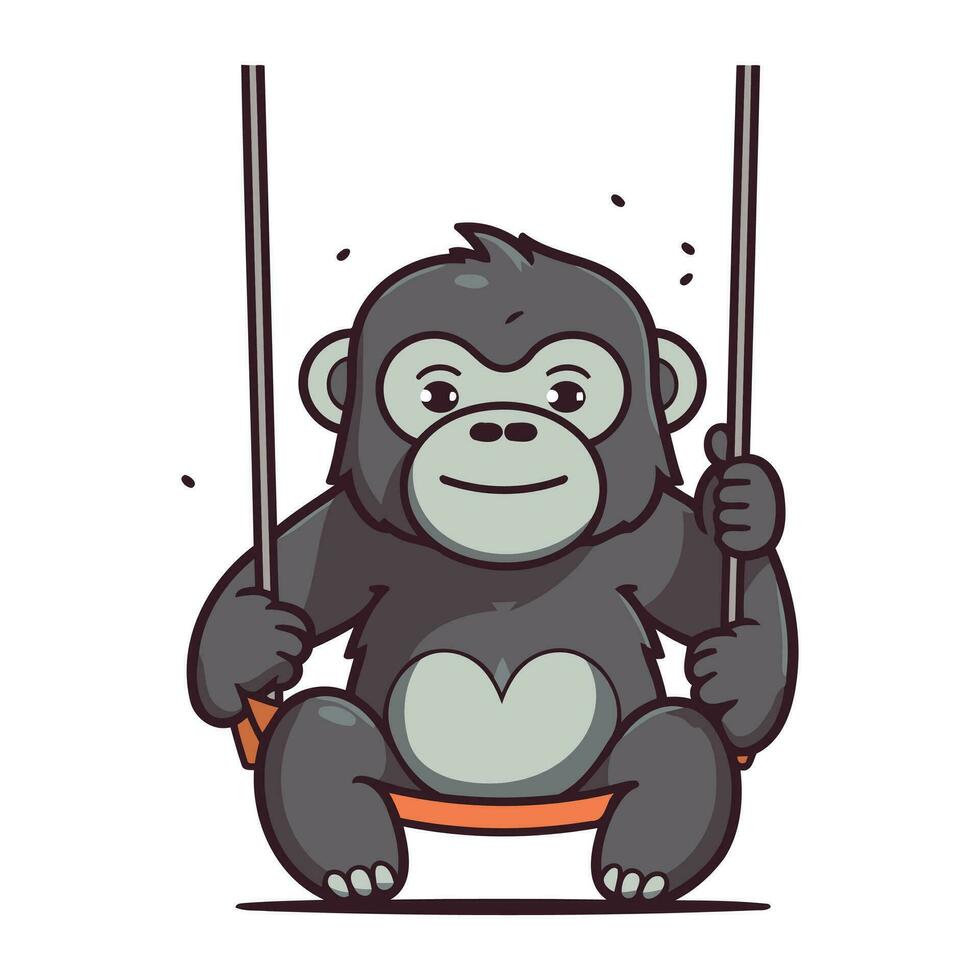 chimpanzé sentado em uma balanço. vetor ilustração do uma macaco em uma balanço.