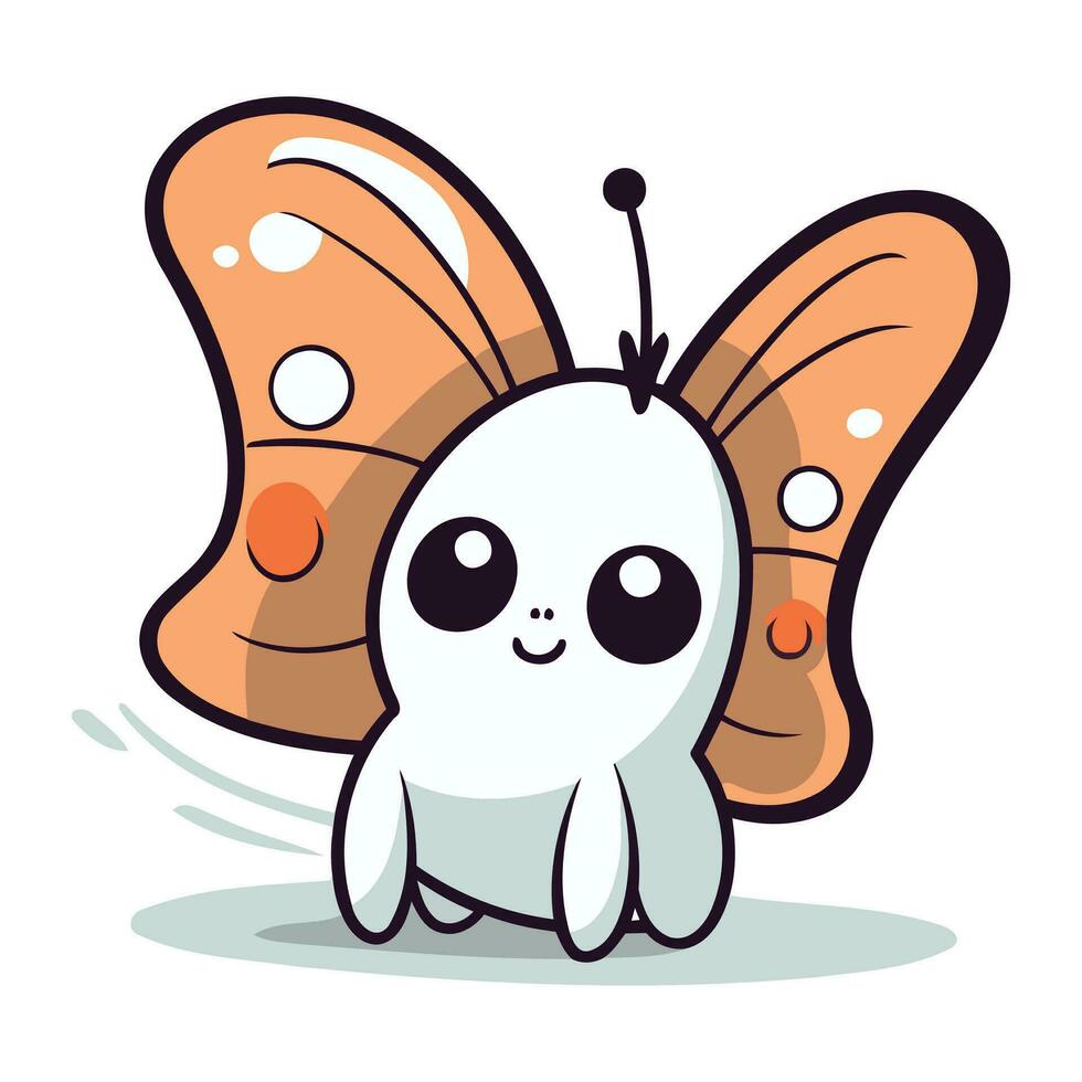 borboleta desenho animado personagem. fofa vetor ilustração isolado em branco fundo.