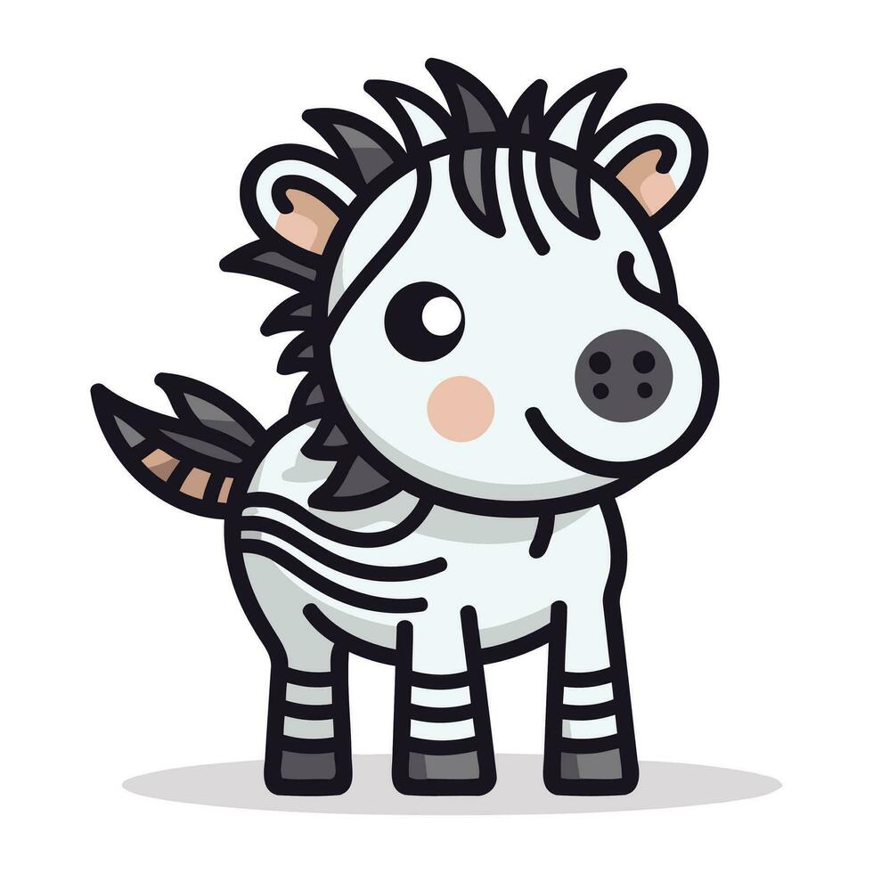 zebra fofa animal personagem desenho animado vetor ilustração. simples plano Projeto.