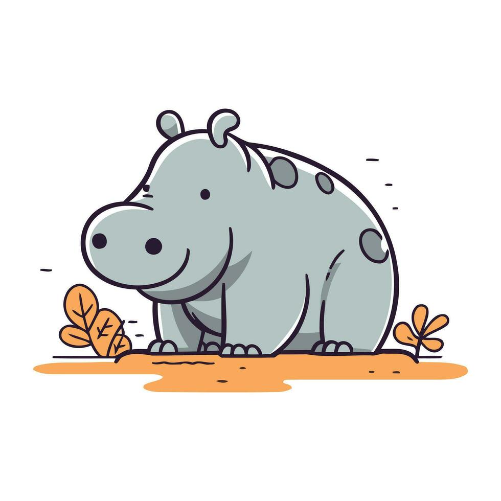 hipopótamo plano vetor ilustração. fofa desenho animado hipopótamo.