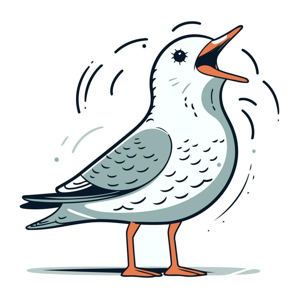 vetor ilustração do uma gaivota em uma branco fundo. desenho animado estilo.