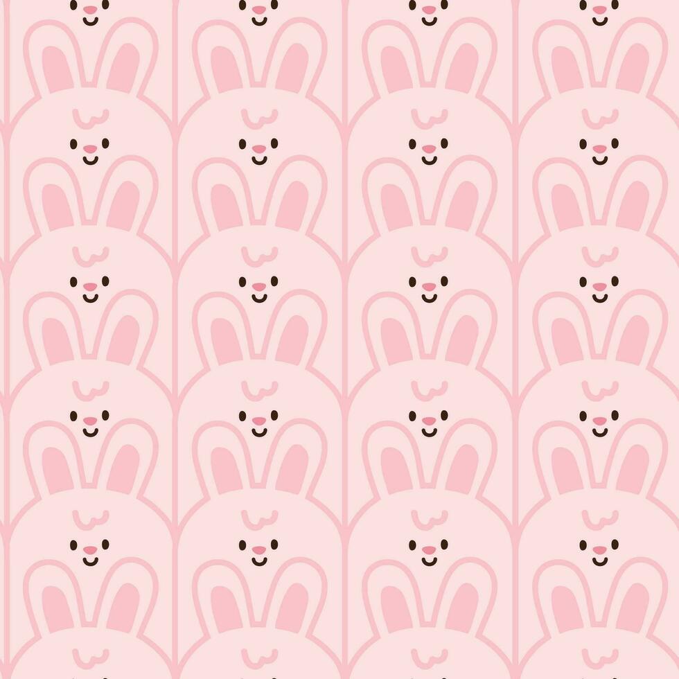 desatado padronizar do fofa Coelho face background.animal personagem desenho animado design.coelho mão desenhado.baby roupas impressão tela.adesivo.kawaii.vetor.ilustração. vetor