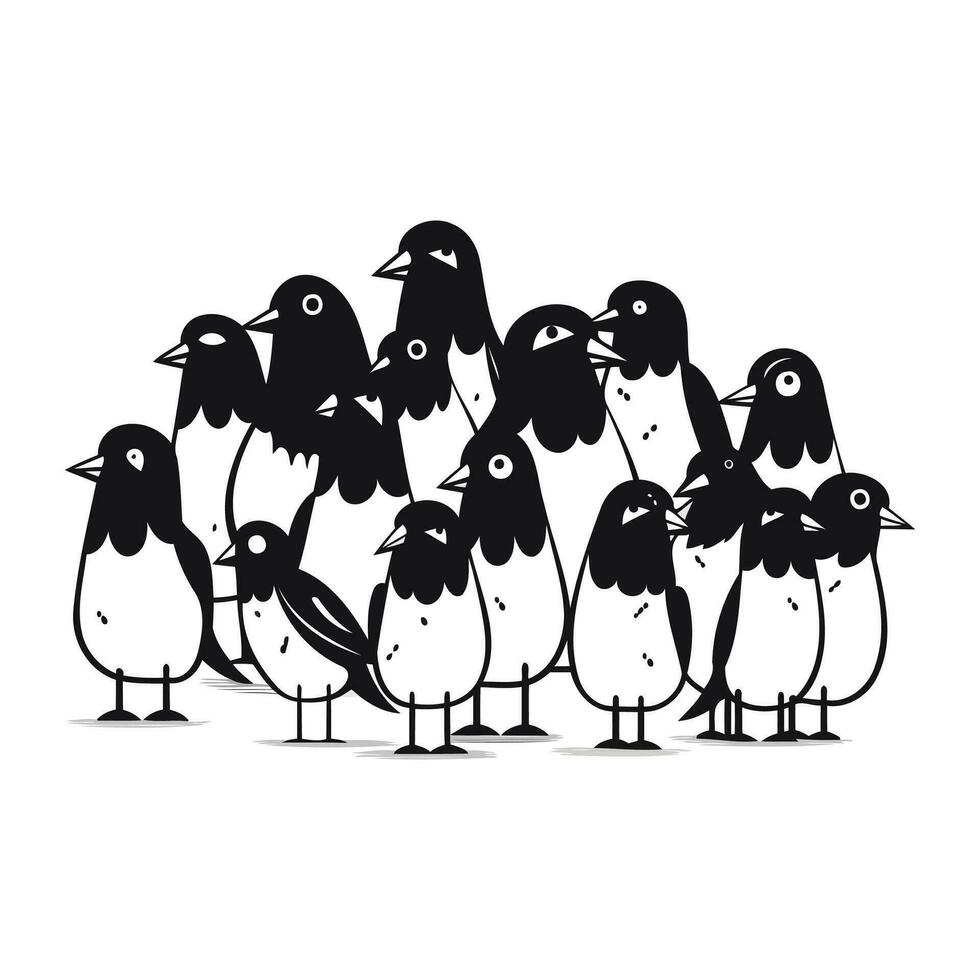 pinguim família isolado em uma branco fundo. vetor ilustração.