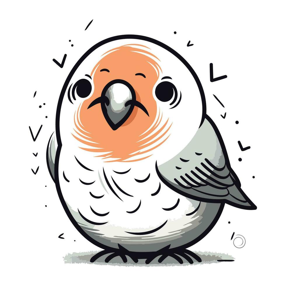 fofa desenho animado papagaio pássaro. vetor ilustração em branco fundo.