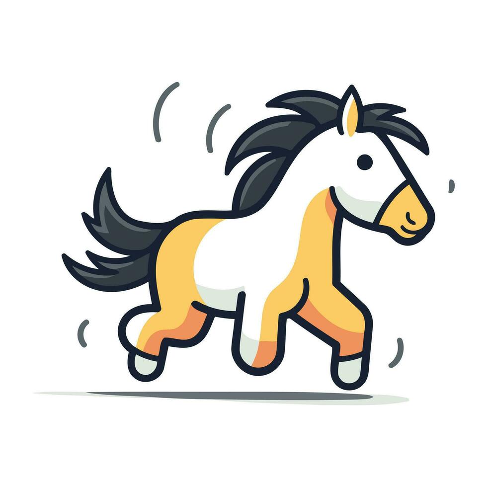 fofa desenho animado cavalo correndo. vetor ilustração dentro plano Projeto estilo.
