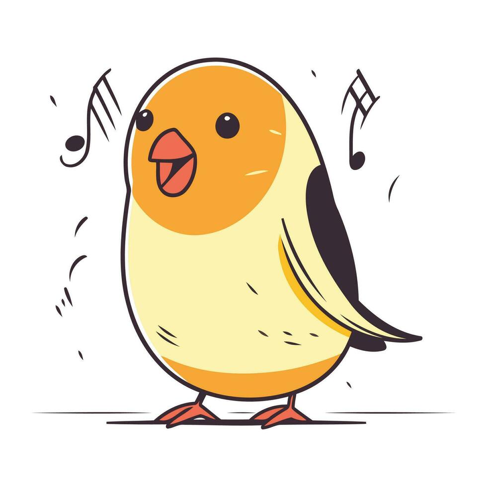 fofa pequeno pássaro cantando canção. vetor ilustração dentro desenho animado estilo.