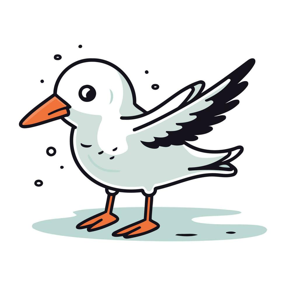 vetor ilustração do uma vôo gaivota isolado em branco fundo.