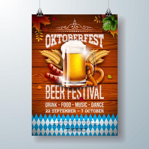 Ilustração de cartaz de festa Oktoberfest vetor