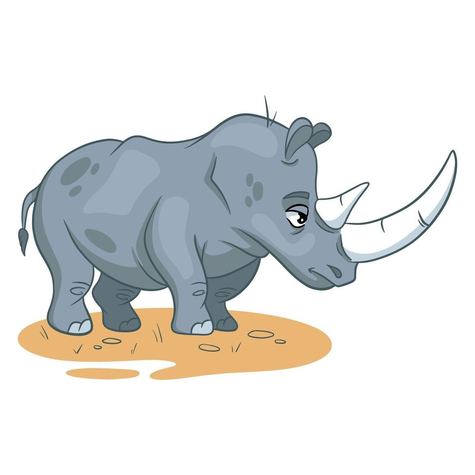 rinoceronte engraçado personagem animal no estilo cartoon. vetor
