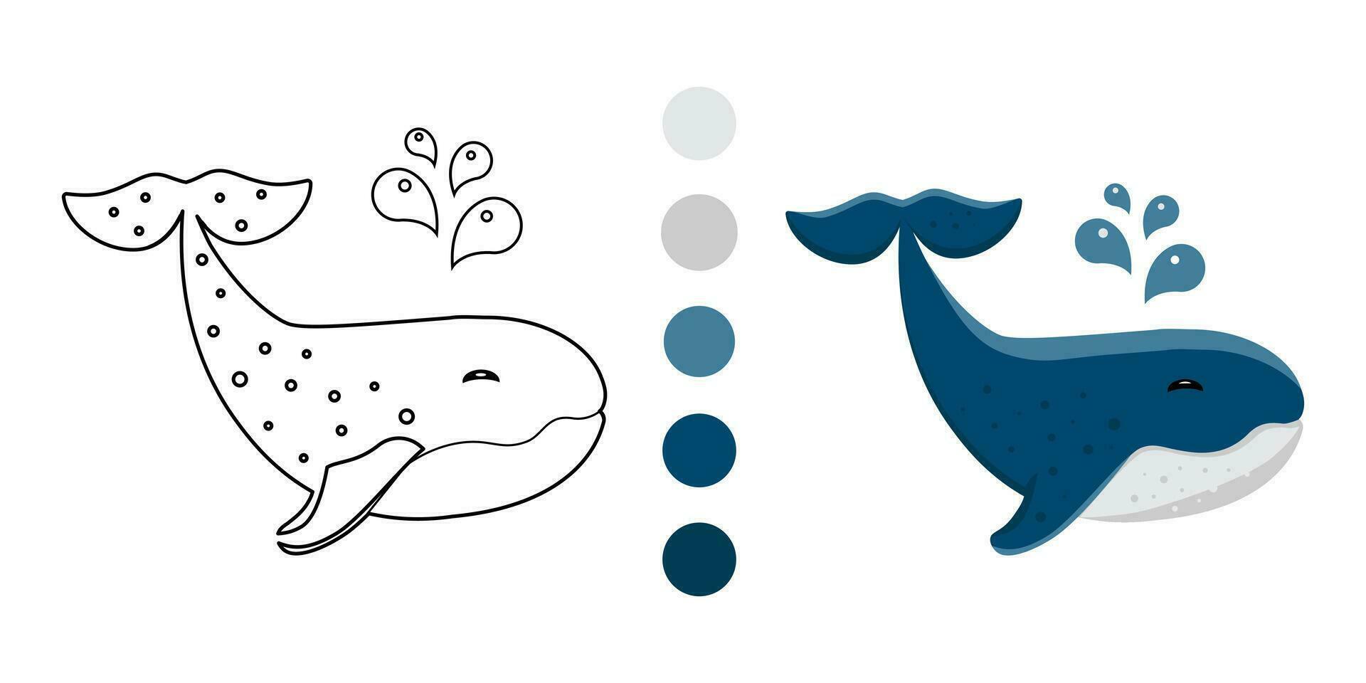 crianças coloração página - azul baleia. engraçado pouco. vetor ilustração. isolado em branco fundo.