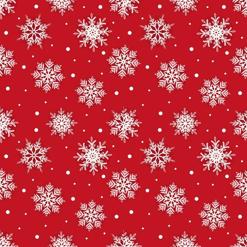 Natal desatado padronizar com lindo complexo papel flocos de neve branco em vermelho fundo. - vetor. vetor