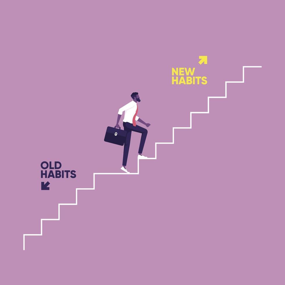velhos hábitos vs novos hábitos - conceito de mudança de vida vetor