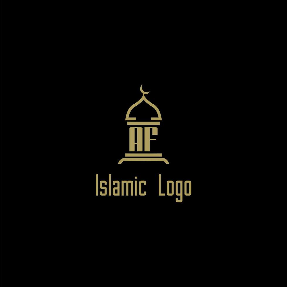 af inicial monograma para islâmico logotipo com mesquita ícone Projeto vetor