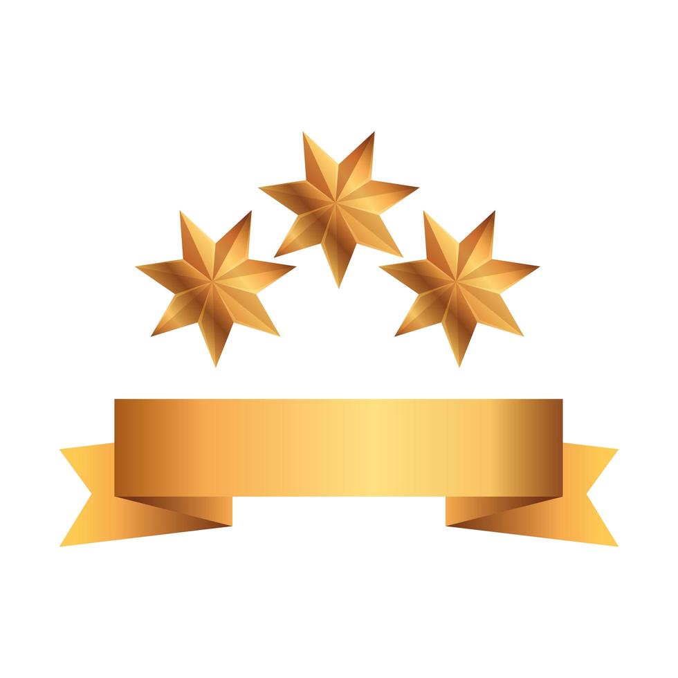 fita dourada com ícone de estrelas isoladas vetor