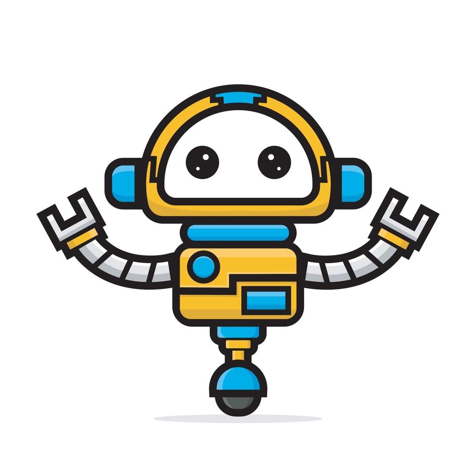 ilustração de personagens fofinhos robô amarelo vetor