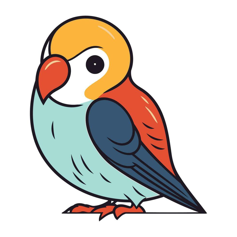 fofa desenho animado papagaio pássaro isolado em branco fundo. vetor ilustração.