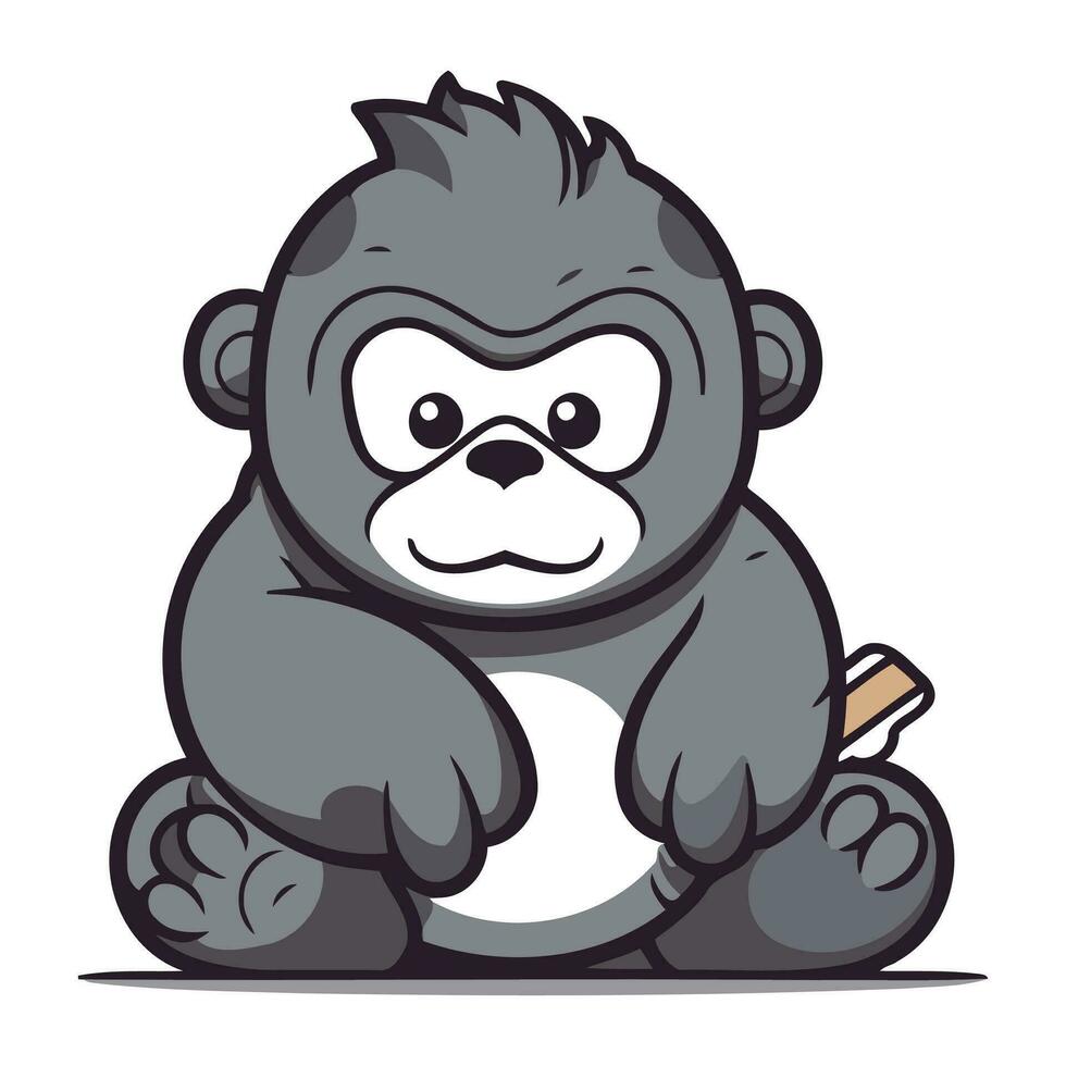 gorila desenho animado mascote personagem com cigarro vetor ilustração