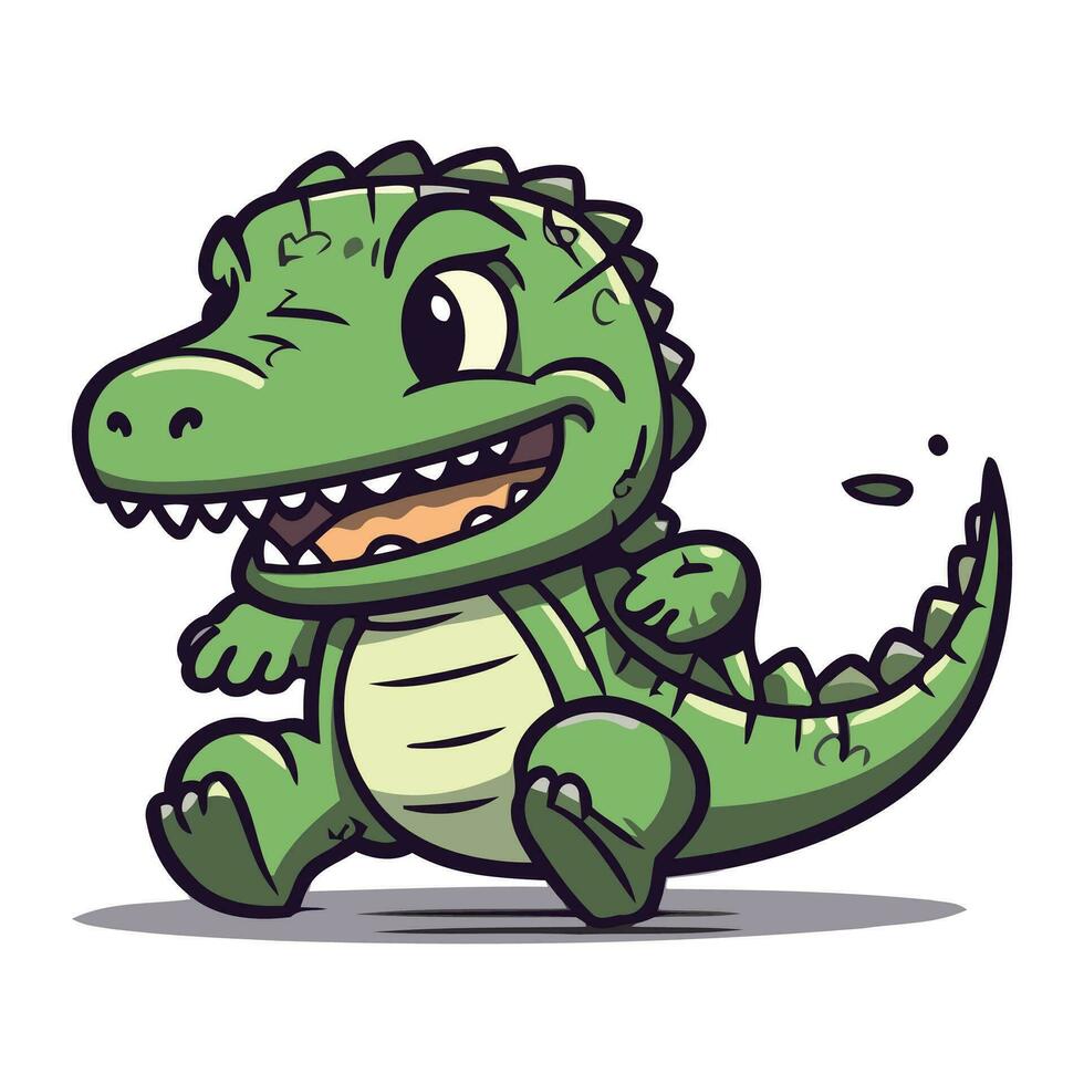 crocodilo corrida desenho animado vetor ilustração. fofa crocodilo corrida desenho animado personagem.